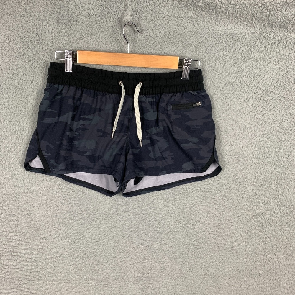 Vuori Clementine Shorts Womens Small Black Watercolor Camo Stretch Lined Running